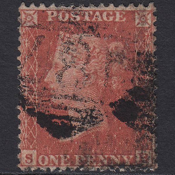 GB QV 1855 1d Brick-red (Plate 12) SG24-C3(6) SB GU Dundalk 187