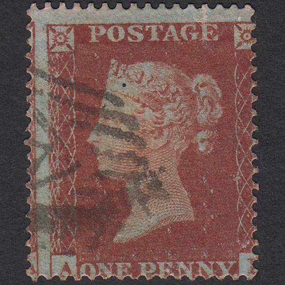 GB QV 1854 1d Red-brown (Plate 181) SG17-C1(1) AB FU London IS Cancel