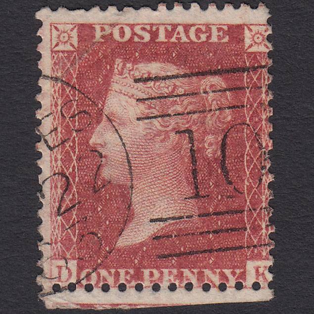 GB QV 1857 1d Rose-red Plate R17 SG40-C10(1) DK GU Dumfries 108