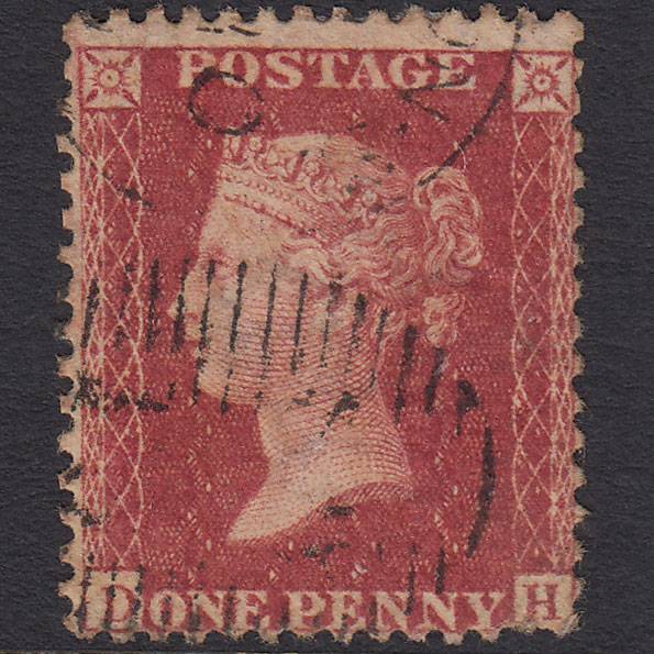 GB QV 1857 1d Rose-red (Plate 43) SG40-C10(1) DH GU London D&S Cancel