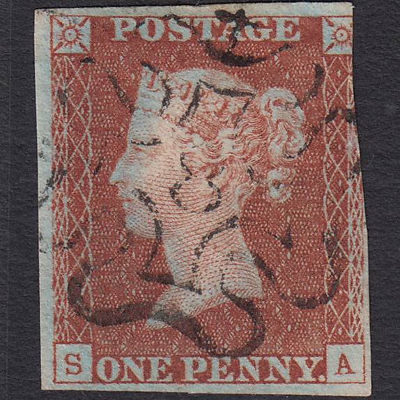 GB QV 1841 1d Red-brown (Plate 31) SG8-B1(1) SA GU 3 Margins No.8 in MX