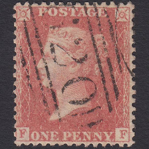 GB QV 1857 1d Pale Rose Transitional (Plate 43) SGC9A(1) FF VFU Plymouth 620