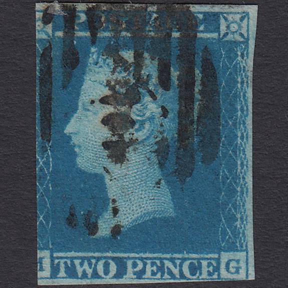 GB QV 1841 2d Blue (Plate 4) SG14-E1(2) MG GU London IS Cancel