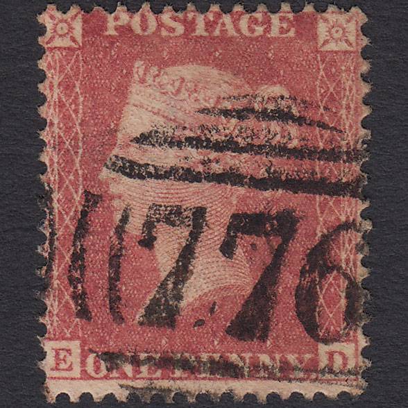 GB QV 1857 1d Rose-red (Plate 27) SG40-C10(1) ED FU Taunton 776