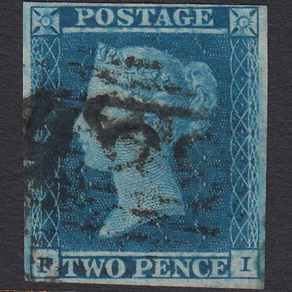 GB QV 1841 2d Blue (Plate 4) SG14-E1(2) Ivory Head FI FU 4 Margins