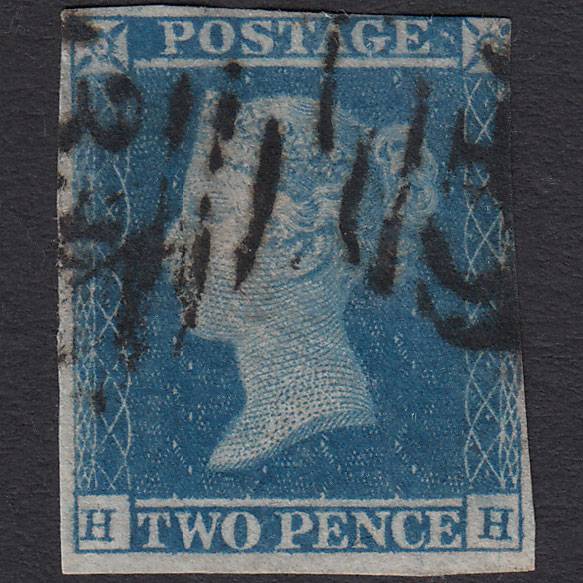 GB QV 1841 2d Blue (Plate 4) SG14-E1(2) HH GU London IS Cancel