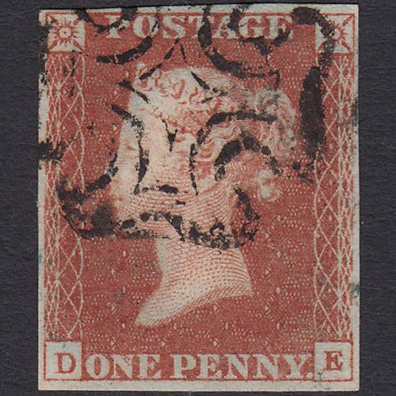 GB QV 1841 1d Red-brown (Plate 19) SG8-B1(1) DE FU 4 Margins Maltese Cross