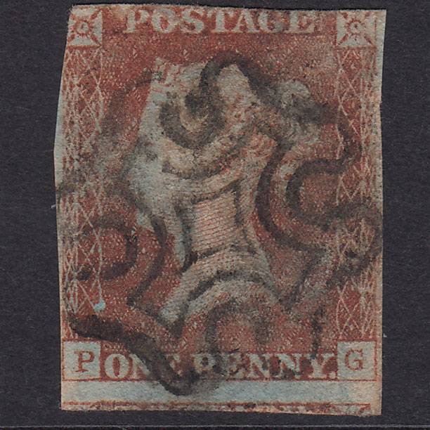 GB QV 1841 1d Red-Brown Penny Black Plate 2 SG7-A2 PG PU Maltese Cross