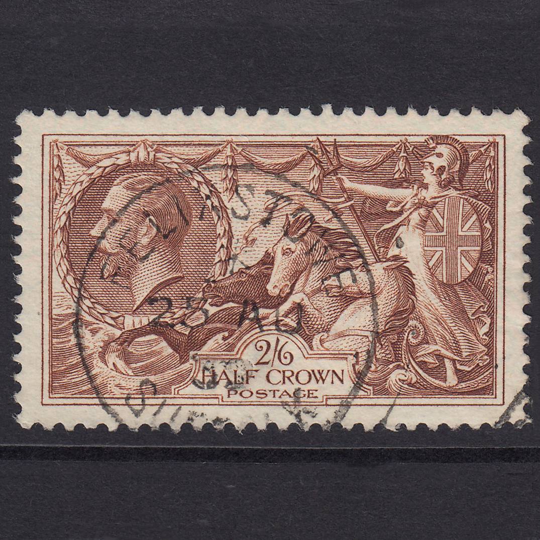 GB Kg5 1934 2/6 Chocolate-brown Seahorses SG450-N73(1) VFU Felixstowe CDS