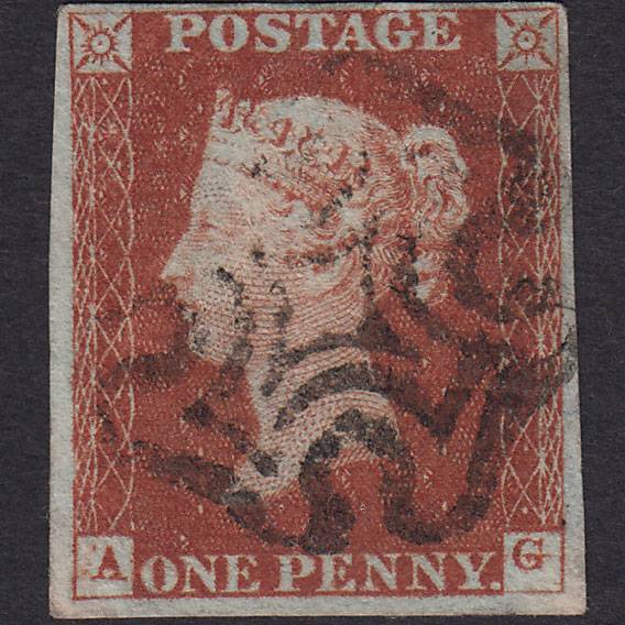 GB QV 1841 1d Pl 34 SG8-B1(1) Const Var AG GU Missing Imprimatur 4M MX