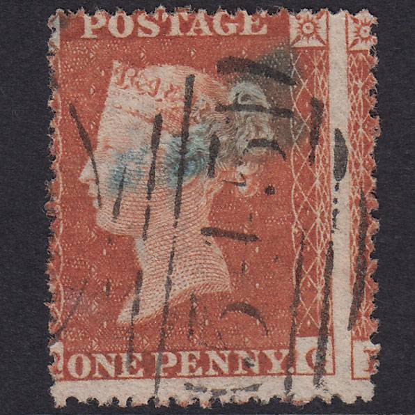 GB QV 1854 1d Plate R1 SG17-C1(1) RC GU Newcastle 545 Large Misperf