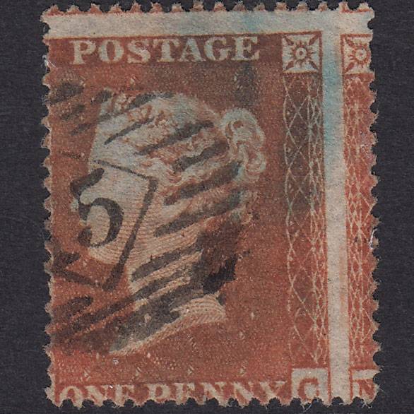 GB QV 1854 1d Red-Brown SG17-C1(1) NC GU London Is 15 Large Misperf