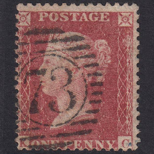 GB QV 1857 1d Rose-Red Plate 27 SG40-C10(1) KC GU London D&S 73