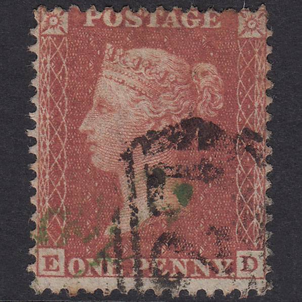 GB QV 1855 1d Red-Brown Plate 11 SG24-C3(1) ED GU Partial Green Pmk