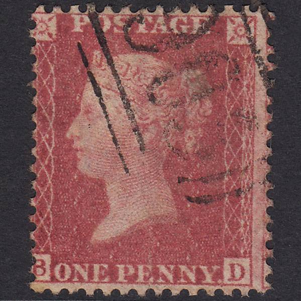 GB QV 1857 1d Rose-Red Plate 55 SG40-C10(1) BD GU Wolverhampton 905