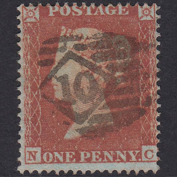 GB QV 1854 1d Red-Brown Plate 199 SG17-C1(1) NC FU London Is 10