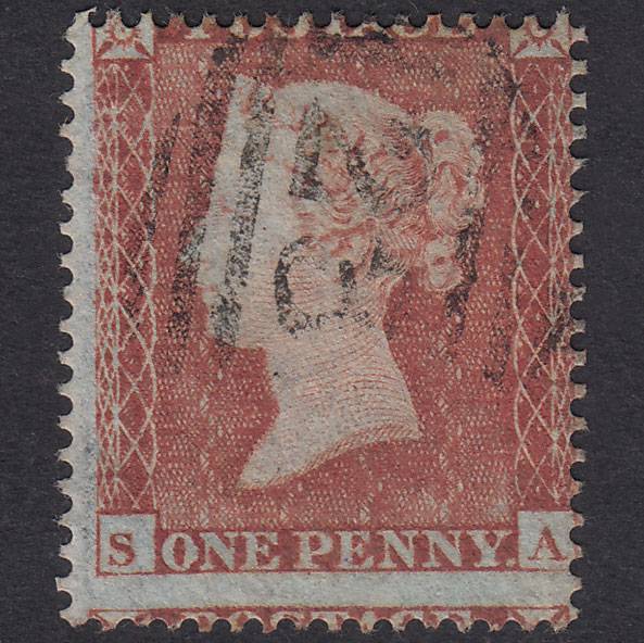 GB QV 1854 1d Red-Brown Plate 162 SG17-C1(1) SA GU State 1 Misperf