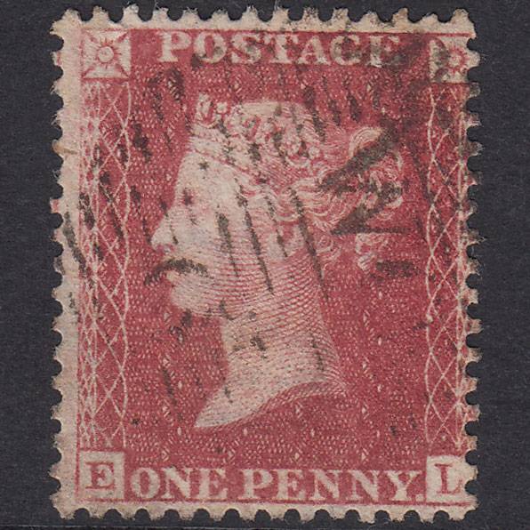 GB QV 1857 1d Rose-Red Plate 59 SG40-C10(1) EL FU London D&S Cancel