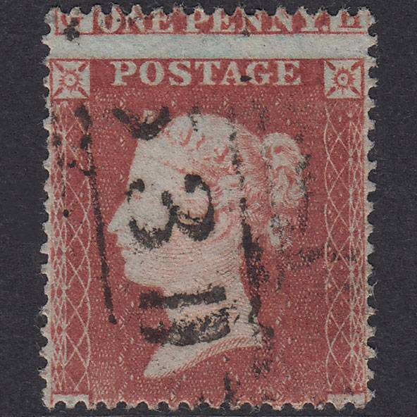 GB QV 1854 1d Red-Brown Plate 186 SG17-C1(1) HH FU Large Misperf
