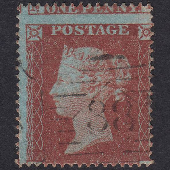 GB QV 1854 1d Plate 181 SG17-C1(1) OL FU London Is 38 38.B Large Misperf