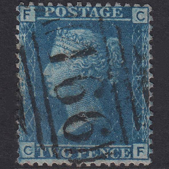 GB QV 1858 2d Blue Plate 8 SG45-G2 CF FU Liverpool 466