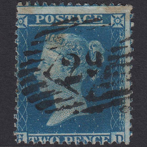 GB QV 1857 2d Blue Plate 6 SG35-F7 HD GU London Is 29