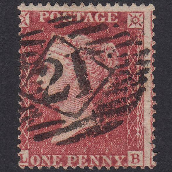 GB QV 1857 1d Rose-Red Plate 42 SG36-C11 LB FU London Is 21 Misperf