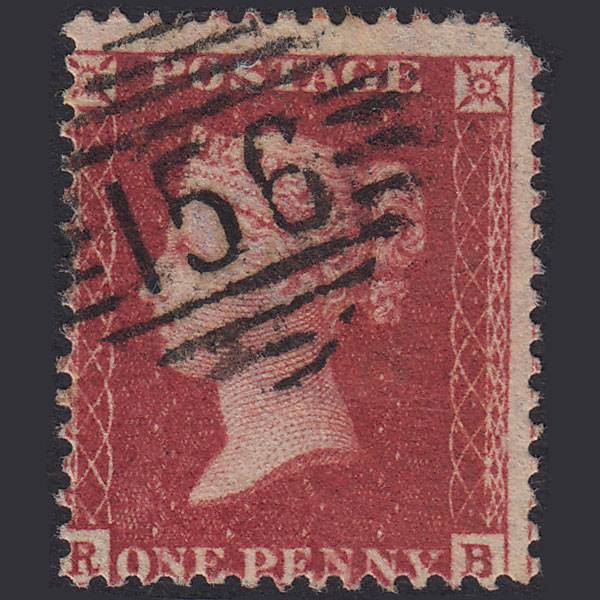 GB QV 1857 1d Deep Rose-Red SG41-C10(4) RB GU Cork 156