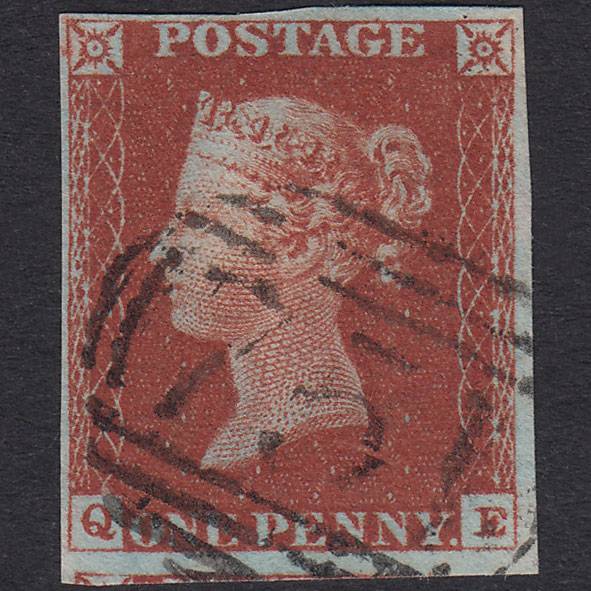 GB QV 1841 1d Deep Red-Brown Plate 55 SG10-B1(4) QE VFU 4M Stourport 751