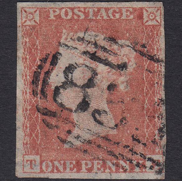 1841 1d Pale Red-Brown Plate 162 SG9-B2(3) TE GU 4 Margins Thin Paper