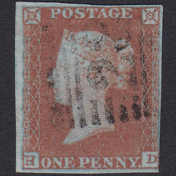 GB QV 1841 1d Very Blued Plate 105 SG8A-B1(2) HD FU 4 Margins Scotland