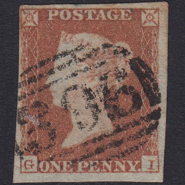 GB QV 1841 1d Red-Brown Plate 94 SG8-B1(1) GI GU 4 Margins Huntingdon 396