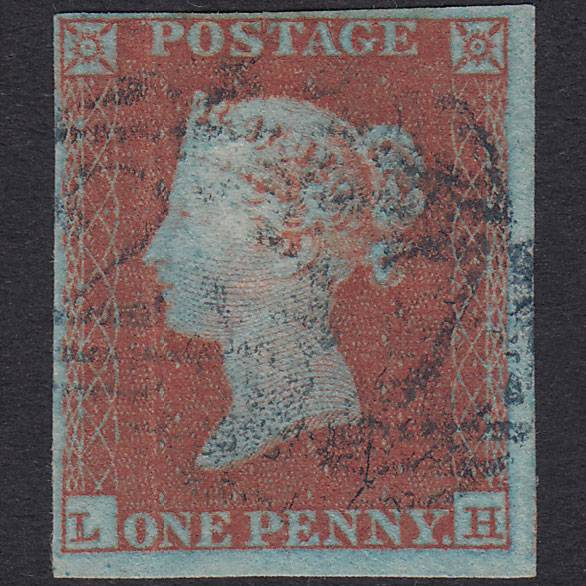 GB QV 1841 1d Very Blued Plate 110 SG8A-B1(2) LH GU 4 Margins Blue Pmk