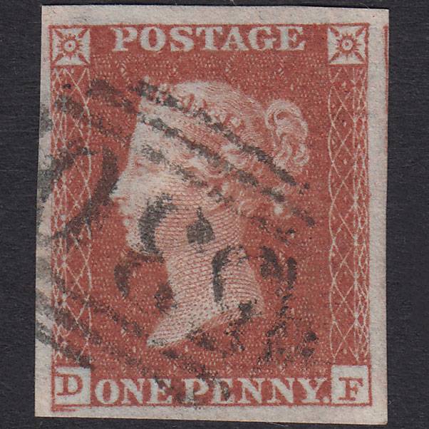GB QV 1841 1d Plate 129 SG8-B1(1) DF VFU 4 Good Margins Milnthorpe 530