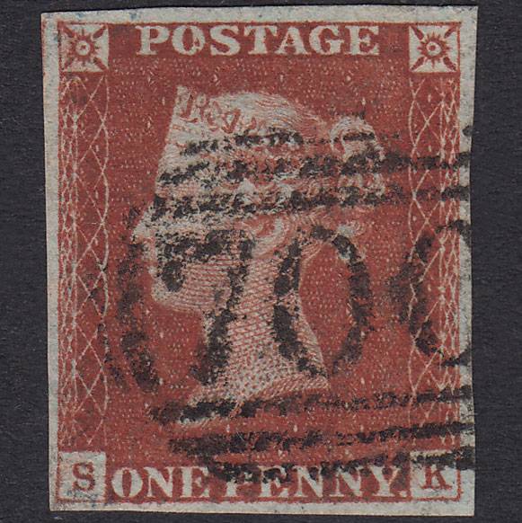 GB QV 1841 1d Pl 54 SG10-B1(4) SK FU Missing Imprimatur 4M Sheffield 700