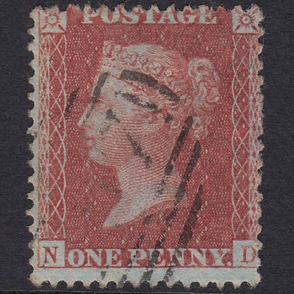 GB QV 1856 1d Red-Brown Plate 29 SG29-C8(1) ND VFU Light Cancel