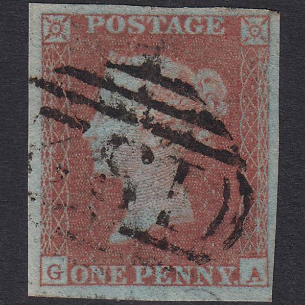GB QV 1841 1d Red-Brown Plate 117 SG8-B1(1) GA FU 4 Margins Brighton 132
