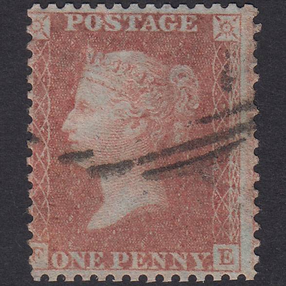 GB QV 1856 1d Red-Brown Plate 38 SG29-C8(1) FE FU Light Cancel