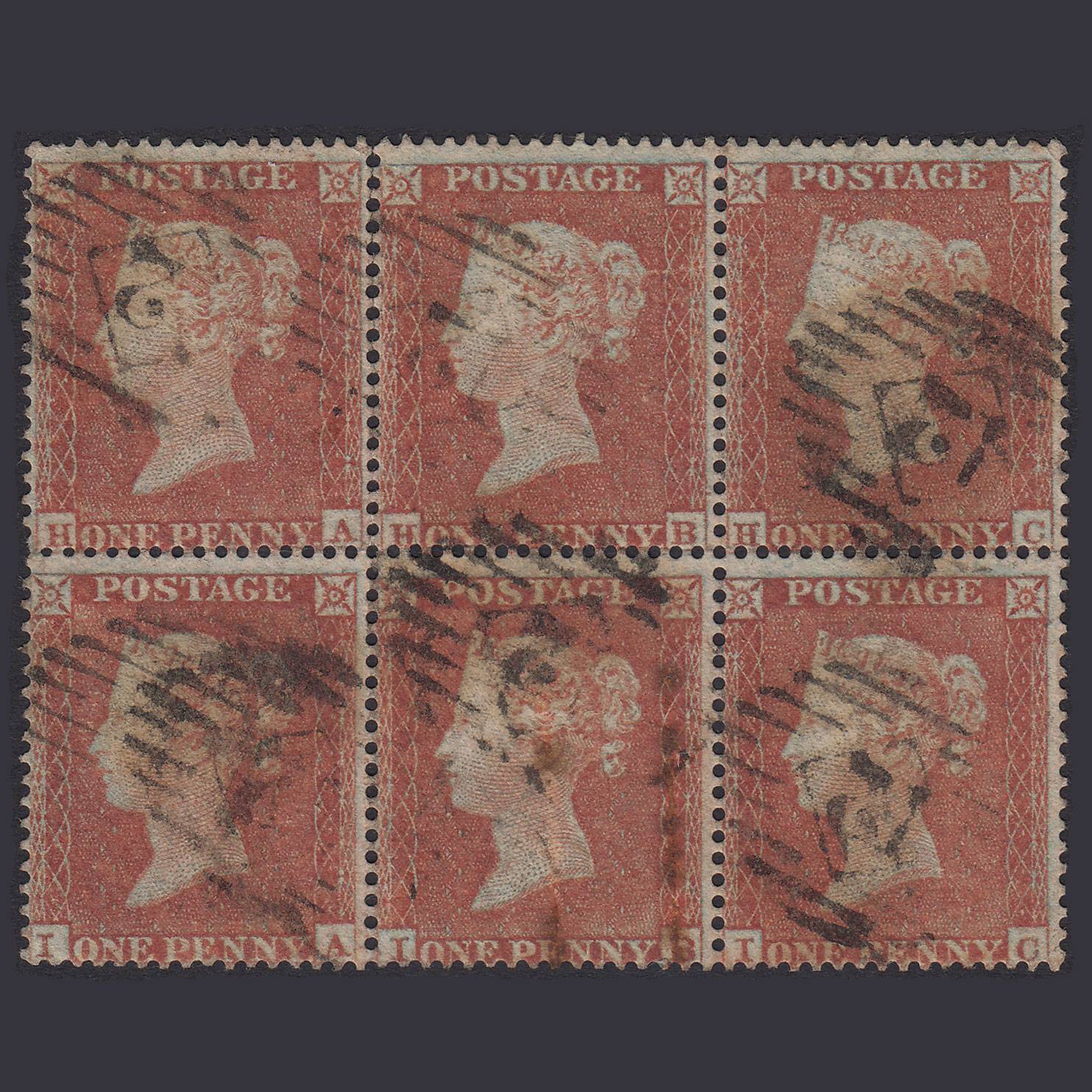 GB QV 1854 1d Plate 155 SG17-C1(1) HA-HB-HC-GA-GB-GC GU Block Of 6 State 2