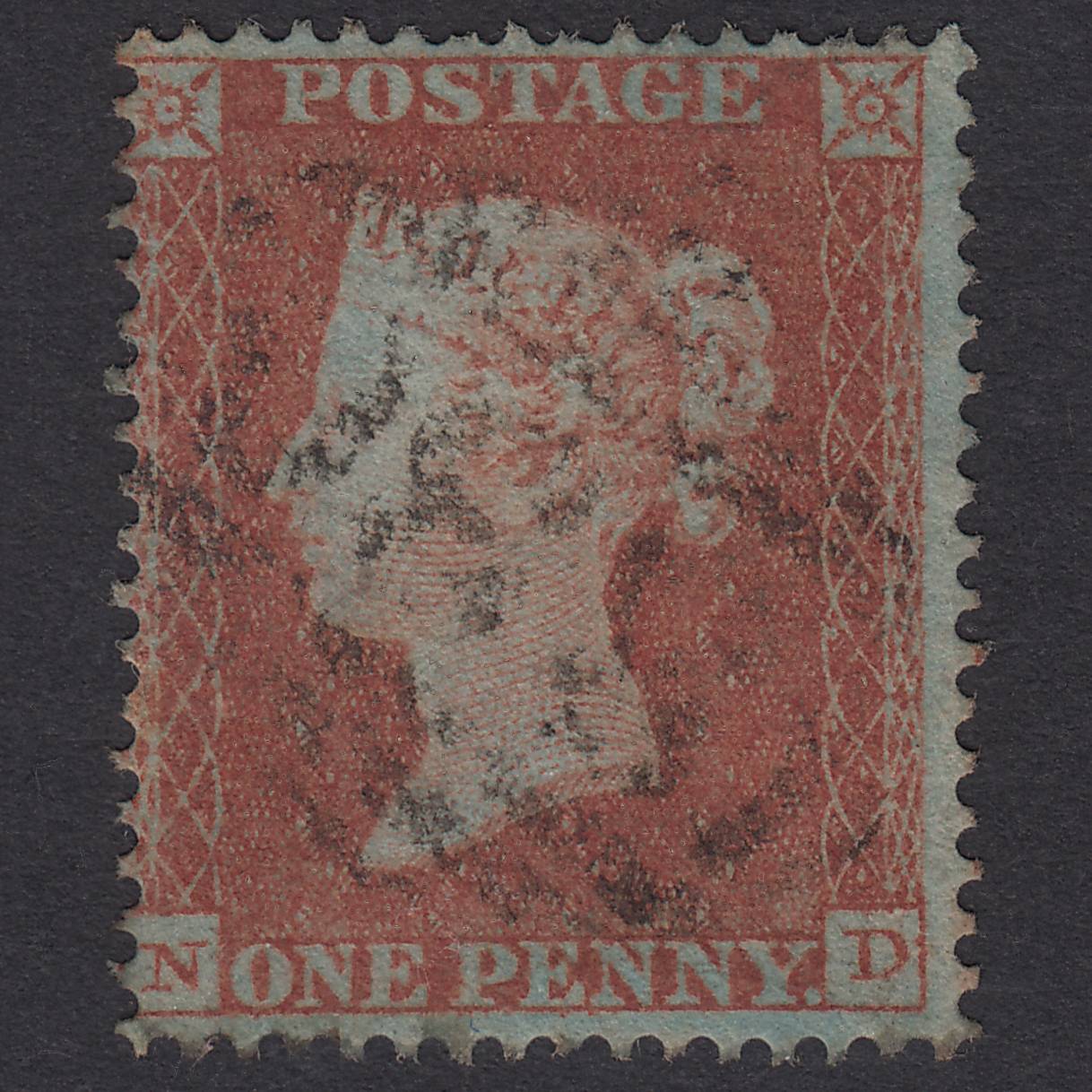 GB QV 1850 1d Red-brown Archer (Plate 101) SG16b-ce2 ND FU Light Cancel