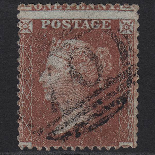 GB QV 1855 1d Red-brown (Plate 17) C6(1) LE FU Bideford 70 Misperf