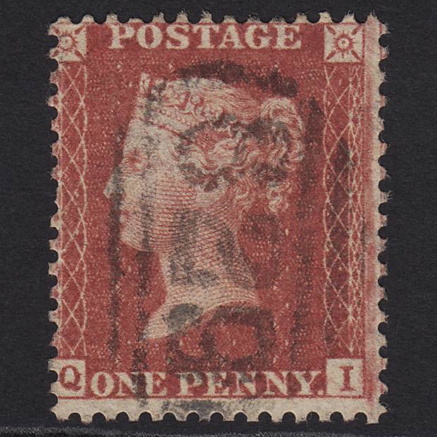 GB QV 1857 1d Rose-red (Plate 27) SG40-C10(1) QI FU Sudbury 829