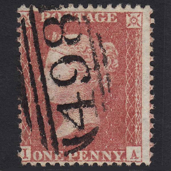 GB QV 1857 1d Rose-red (Plate 43) SG40-C10(1) IA FU Manchester 498 Misperf