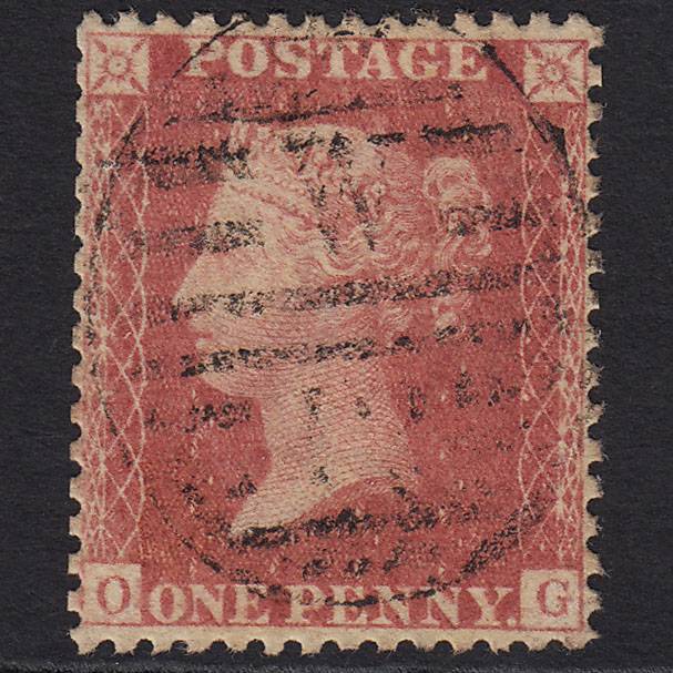 GB QV 1857 1d Pale Rose (Plate 66) SG39-C10(3) OG GU London D&S Cancel