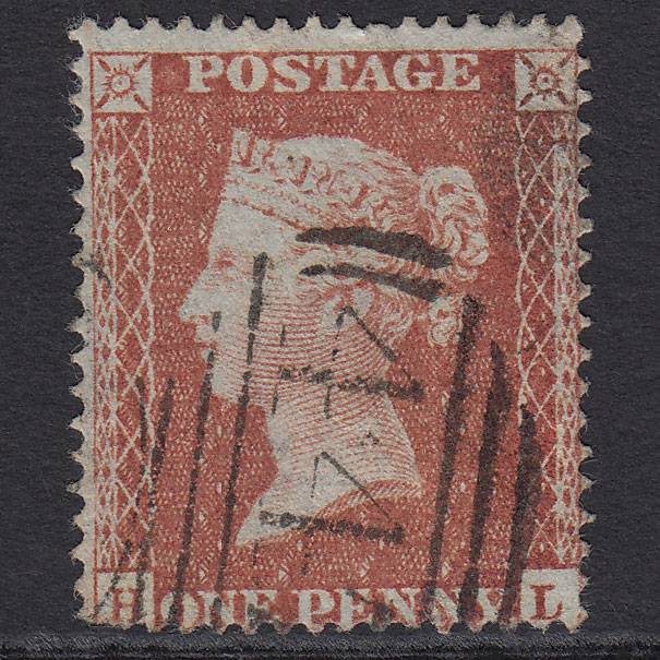 GB QV 1855 1d Red-brown (Plate 1) SG21-C4(1) HL GU Leeds 447