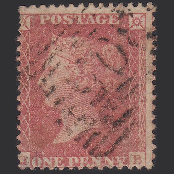GB QV 1857 1d Pale Rose (Plate 52) SG39-C10(3) QB GU Selkirk 305