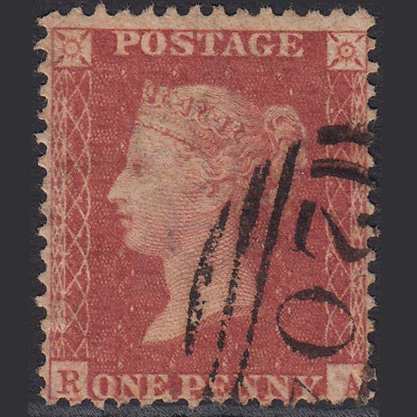 GB QV 1857 1d Rose-red (Plate 58) SG40-C10(1) RA FU Cirencester 204