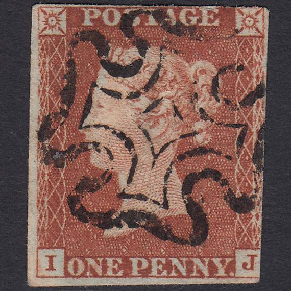 GB QV 1841 1d Red-brown (Plate 19) SG8-B1(1) Ivory Head IJ GU Maltese Cross