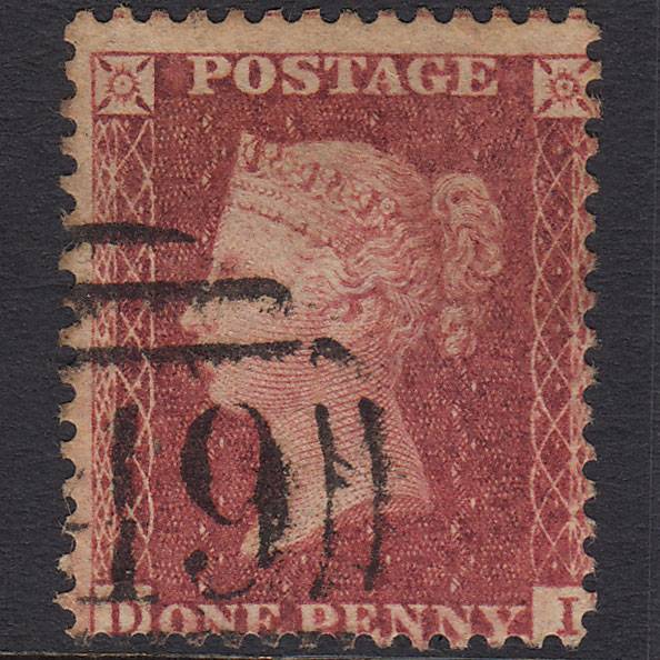 GB QV 1857 1d Rose-red (Plate 63) SG40-C10(1) DI GU Misperf