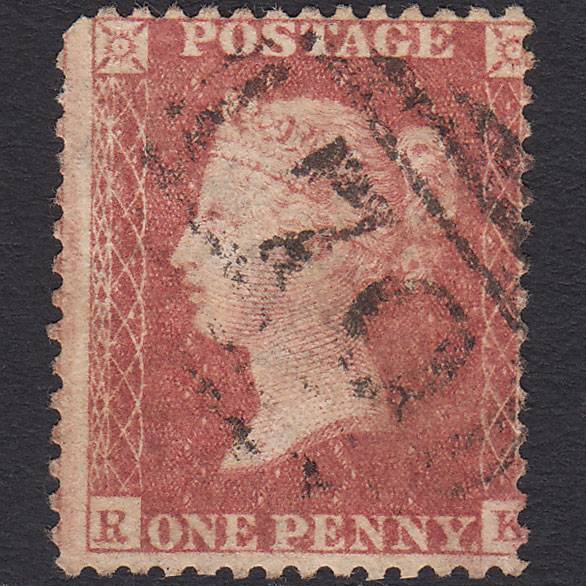 GB QV 1857 1d Rose-red (Plate 47) SG40-C10(1) RK GU Bideford 70 Misperf